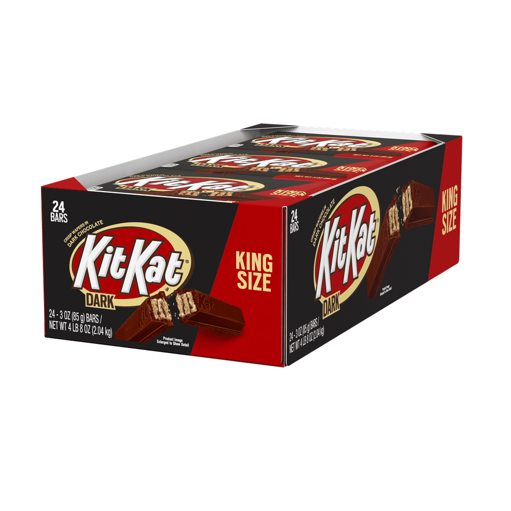 Kit Kat, Dark Chocolate Wafer Candy Bar King Size Box, 3 Oz., 24 Ct
