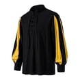 thumbnail image 2 of Mens T-shirts Men's Casual Loose Fit Stand Collar Shirt With Tie Detail Color Block Design For Daily Wear Comfortable Non Stretch Fabric All Season Mod Bod Tops Long Sleeve Shirt Men Yellow XL, 2 of 6