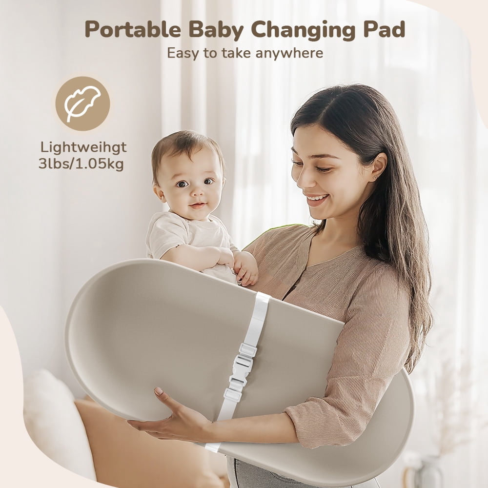 Baby Changing Pad, Caveen Lightweight and Portable Changing Station for Diaper Change and Dresser, with Safety Restraint Belt, Waterproof