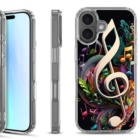 For iPhone 17 Shockproof Protective Phone Case, by OneToughShield - Music Notes Colorful