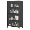 thumbnail image 6 of Premium Black Metal Storage Cabinet with Tempered Glass Doors, Adjustable Shelves, Anti-Tipping Device, Magnetic Silent Closure, and Adjustable Feet for Home and Office Use, 6 of 14