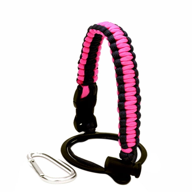 Eigraketly Portabotellas de agua Correa Cuerda Senderismo al aire libre Camping Botella de agua Frasco Anillo de seguridad Mosquetón Paracord Mango Correa Kits de desorden para acampar rosa Eigraketly OD1987-08B