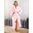 thumbnail image 4 of Premium Womens Plush Soft Robe , Warm, Coral Fleece Bathrobe Pink L, 4 of 9