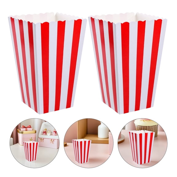 NIAIZEK Red Paper Popcorn Holders pe Design for Party Storage 10Pcs