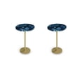 thumbnail image 1 of Pemberly Row Ensemble de 2 Tables d'Appoint Rondes en Métal avec Dessus en Agate Bleue, 1 of 6