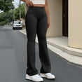 thumbnail image 2 of QATAINLAV Black Women's Foldover Flare Yoga Pants Casual Bootcut Bell Bottom Trousers Solid Color Lounge Pants Gym Workout Legging Sweatpants S, 2 of 9