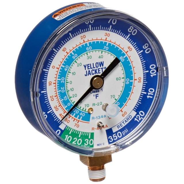Yellow Jacket Calibre 49106 (Grados F) Compuesto azul 30""-0-120 psi R-22/134A/404A 3-1/8""
