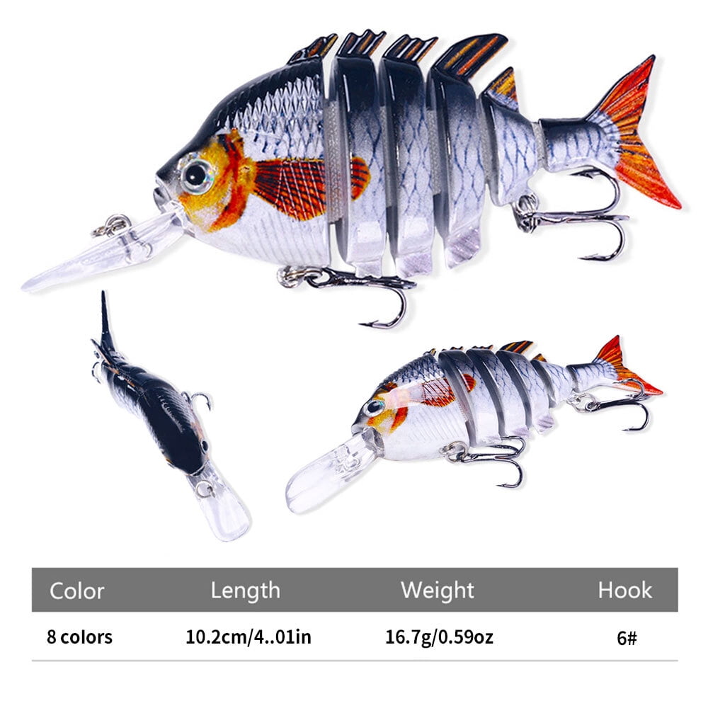 8PCS Multi Jointed Fishing Lures Swimbait Minnow Bait 6 Segment Crankbaits