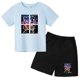 thumbnail image 2 of Conjunto de ropa para niños y adolescentes con estampado de oso de marca, camiseta de cuello redondo y traje corto de 2 piezas, informal, de verano, para niñas y bebés, 2 of 5