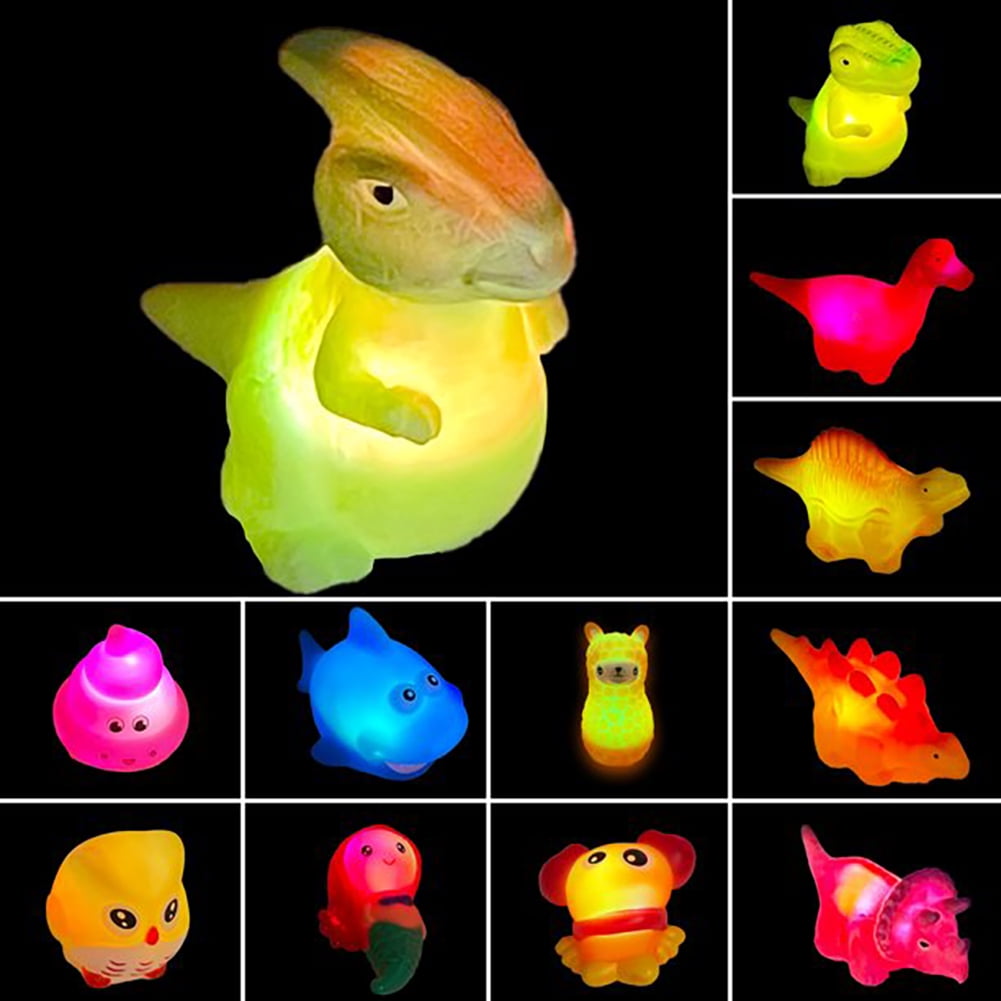 12Pcs Baby Bath Toys LED Light Up Flashing Floating Dinosaur Animals Bathtub Toys for Toddlers Age 1-3 Year Boys Girls