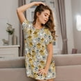 thumbnail image 6 of Bixox Music Dancing Cat Pattern Women's Nightgown, Soft & Breathable Sleepwear, Round Neck Knee-Length Pajama Dress,Loungewear for Home & Sleep, 6 of 7