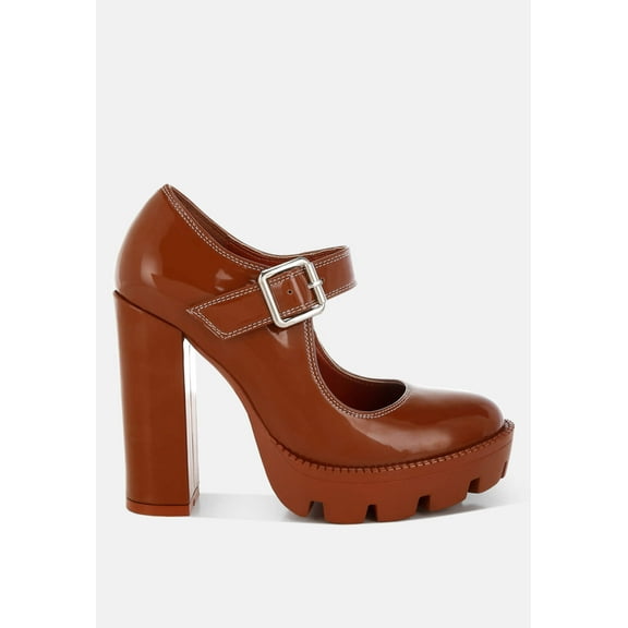 Millenial Bug Patent High Heeled Mary Jane Shoes