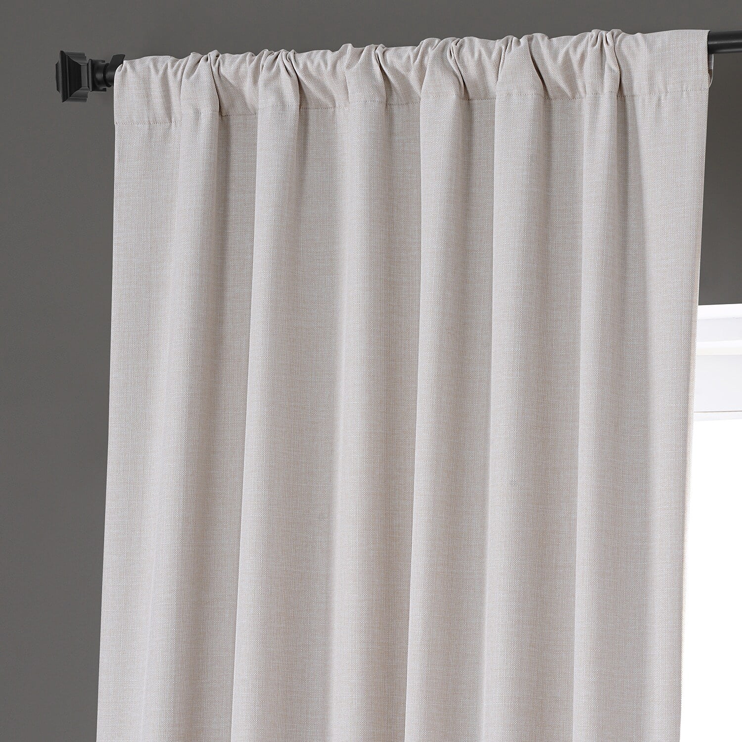Signature Caravan Beige Faux Linen Blackout Curtain (1 Panel), Caravan Beige, 50W X 108L