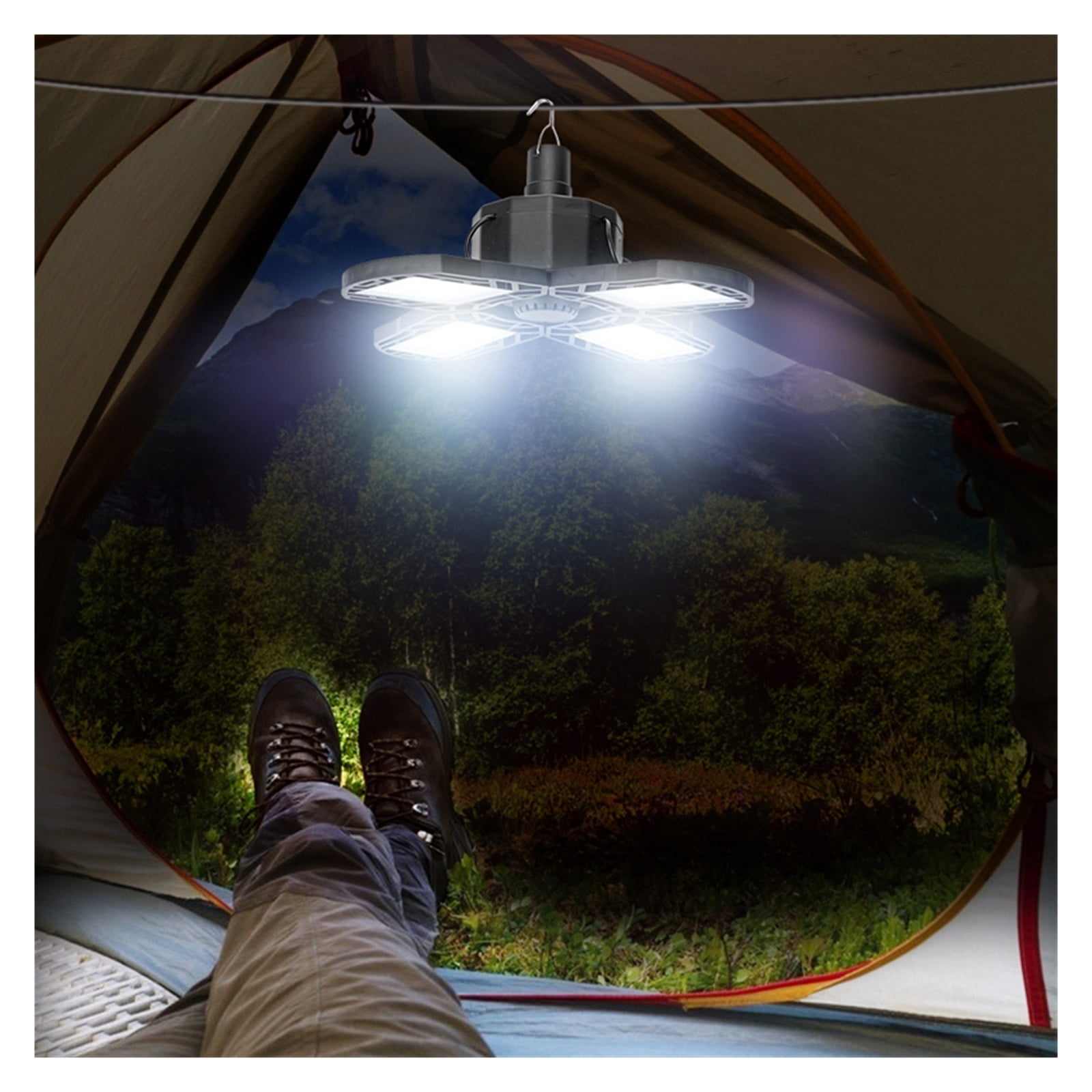 104 LED Solar Camping Light 4 Leaf Foldable Garage Light Rechargeable With Remote Waterproof Outdoor Emergency Tent Light ,Easy to Install