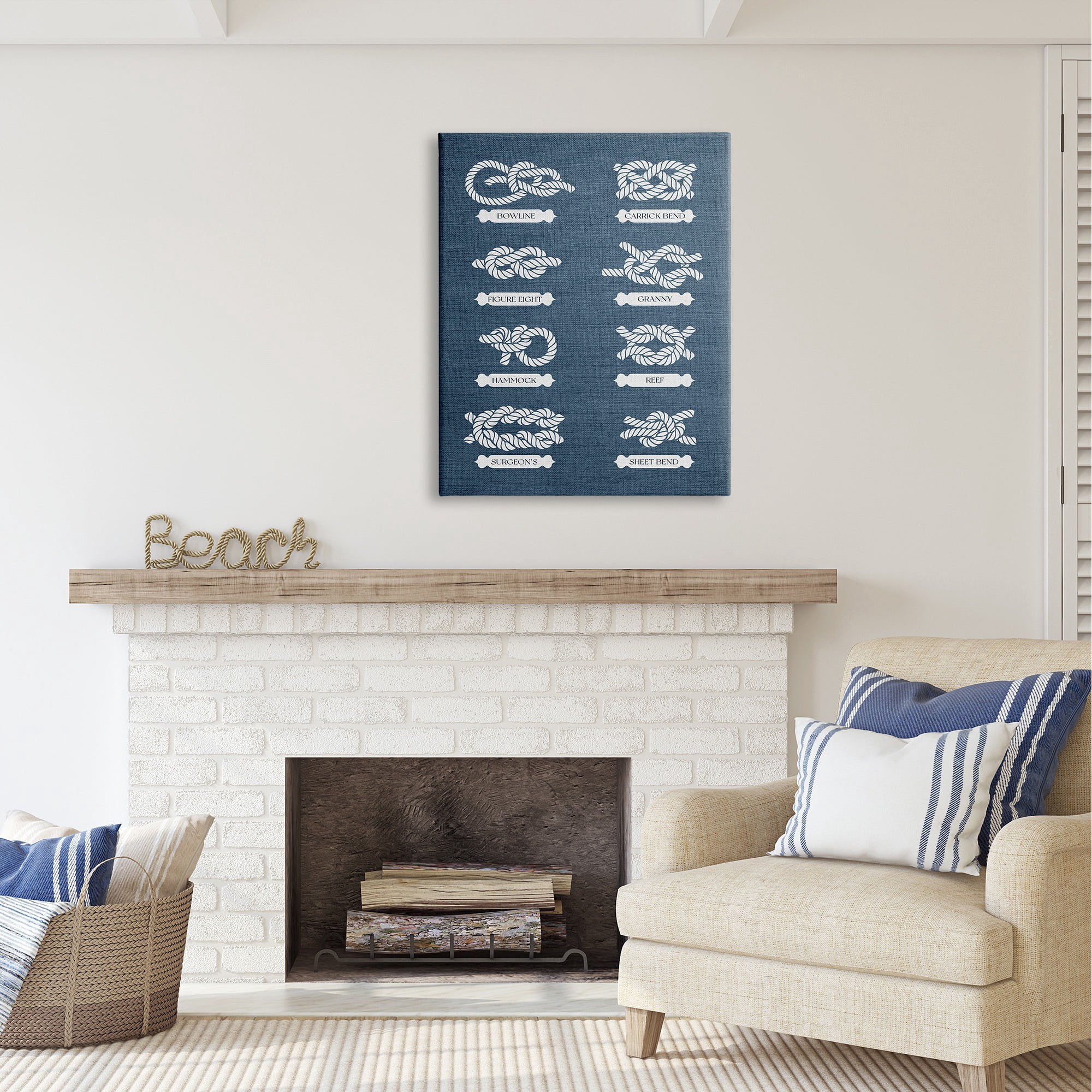 Stupell Industries Maritime Rope Knots Nature Painting Gallery Wrapped Canvas Art Print Wall Art, 30 x 40