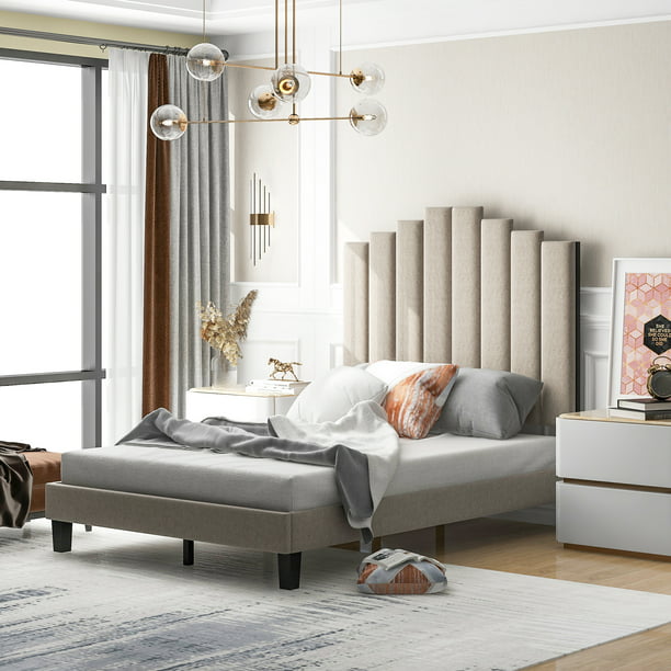 Euroco Upholstered Platform Bed With, Soft Headboard Bedroom