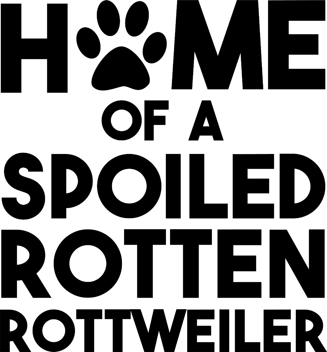Home Of A Spoiled Rotten Rottweiler Paw Print Funny Dog Love Wall
