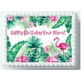 thumbnail image 2 of A 1/4 Sheet Tropical Edible Cake Topper, Flamingo Theme, 2 of 3
