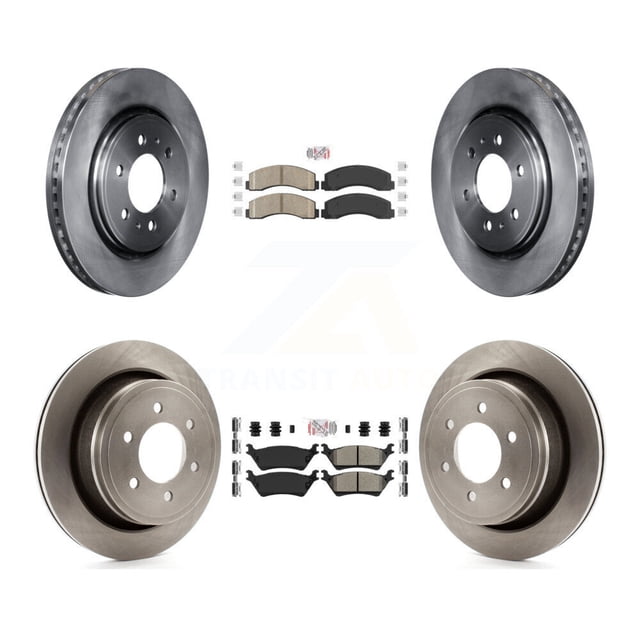 Transit Auto Front Ceramic Rear Semi-Metallic Pads and Disc Brake Rotors Kit for Car 2018-2020 Ford F-150 with Manual Parking K8A-106827