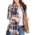 thumbnail image 5 of Skymirror Women Autumn Winter Plaid Print Shirt Coat Lapel Long Sleeve Pockets Single Breasted Jacket Thick Fleece Lining Casual Outerwear, 5 of 8