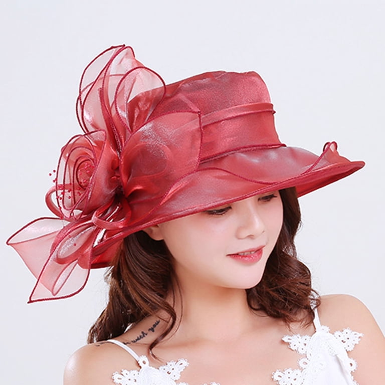 5687 Lady Derby Dress Church Cloche Hat Bow Bucket Wedding Bowler Hats Red Buy Lady Derby Dress Church Cloche Hat Bow Bucket Wedding  main image 3