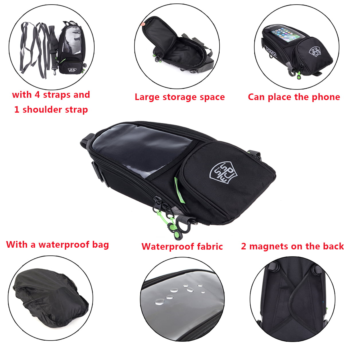 Motorcycle Fuel Saddle Multifunctional Oil Tank Waterproof Magnetic Shoulder Bag 