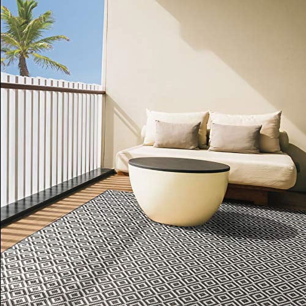 Home Dynamix  Tripoli Lydia Indoor/ Outdoor Area Rug Charcoal/Cream 7'10"x10'2" 8' x 10'