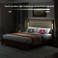 thumbnail image 4 of King Size Bed Frame with Dark Gray Linen Upholstered Headboard,King Bed Frame with Charging Station and LED Lights,Bed Frame with Wooden Slats,No Box Spring Needed, 4 of 9