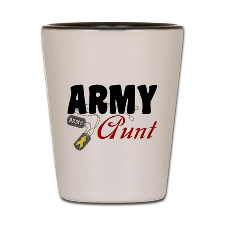 

CafePress - Army Aunt Dog Tags - White/Black Shot Glass Unique and Funny Shot Glass