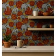 thumbnail image 4 of S4Sassy Elephant With Rose Wallpaper - Asian Style Wall Covering, 25" X 60" Self-Adhesive Vinyl Walls Paper, Decorative Wallwrap, Easy Diy Walls Covering For Bedroom, Living Room, Living Spaces - Red, 4 of 8