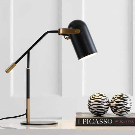 JONATHAN Y Edison 19.25" Metal LED Task Lamp, Black/Brass Gold by