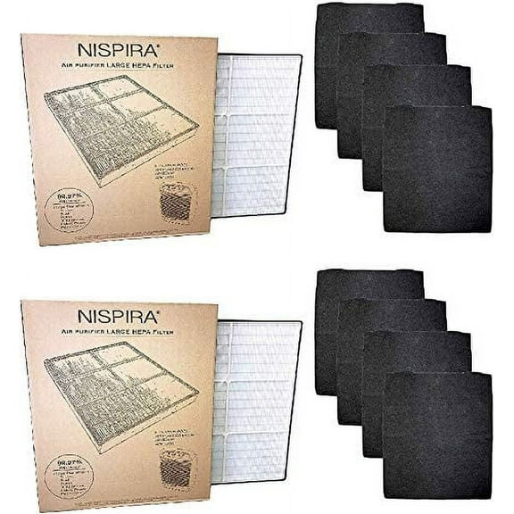 Nispira Compatible Whirlpool 8171434K Large Air Purifier HEPA and 4 Carbon Pre Filter Set For Whispure Models AP350, AP450, AP45030HO & AP510, 2 Sets