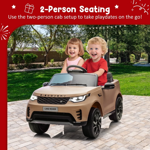 Kojooin 12V 2-Seater Licensed Land Rover Ride On Car, Battery Powered Kids Truck with LED Lights, Music and 3 Speed Options