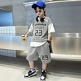thumbnail image 2 of oqasdz Boys Summer Outfits 2 Piece Set Casual Short Sleeve Letter Print Sports Athletic T Shirts and Shorts For Toddler Kids/4-5 Years, 2 of 4