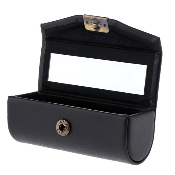 GASTROPOD High-Grade Leather Lipstick Holder Case Organizer Box with Mirror for Purse Black