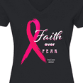 thumbnail image 4 of Inktastic Faith over Fear Breast Cancer Awareness with Pink Ribbon Women's V-Neck T-Shirt, 4 of 5