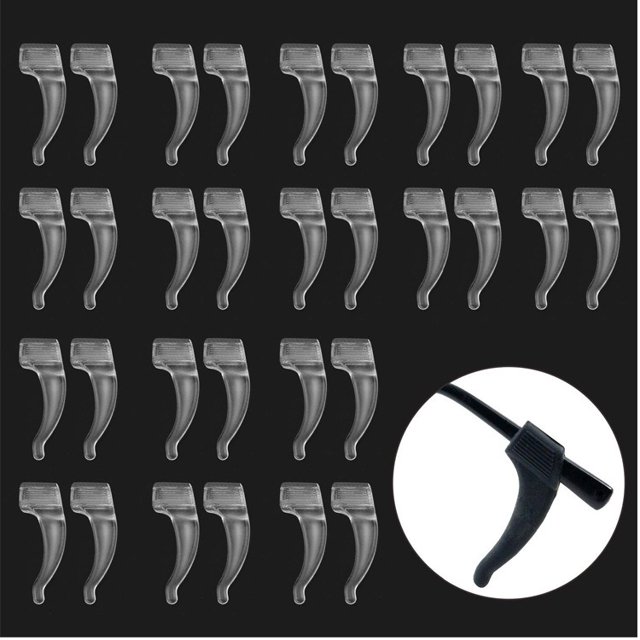 100 piezas - Soporte antideslizante suave y cómodo, gancho para la oreja de silicona, retenedor de manga para puntas de patillas para gafas deportivas, gafas de sol para presbicia