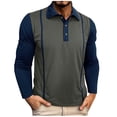 thumbnail image 2 of pstuiky camisas de manga larga para hombre, Blusas casuales de moda para hombre, de color liso, con botones, bolsillos, manga larga y cuello redondo Tops casuales para hombres xxl, 2 of 8
