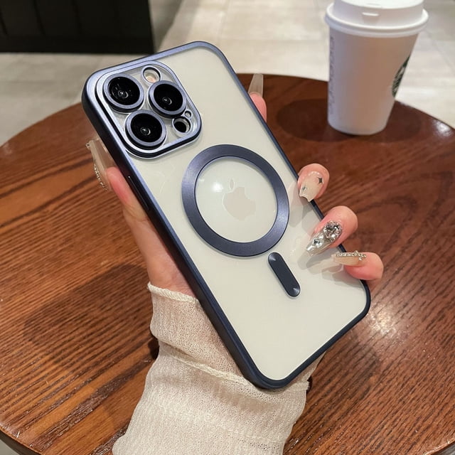 Aplicable a Apple iPhone15Promax, funda para teléfono con imán galvanizado de color primario dorado titanio, protección de película de lente mate