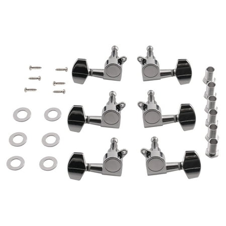 Grover Tuning Keys - Seismic Audio Set of 6 Universal Chrome 3x3 Tuners - 3x3 Machine Heads Tuning Keys Silver - SAGA30