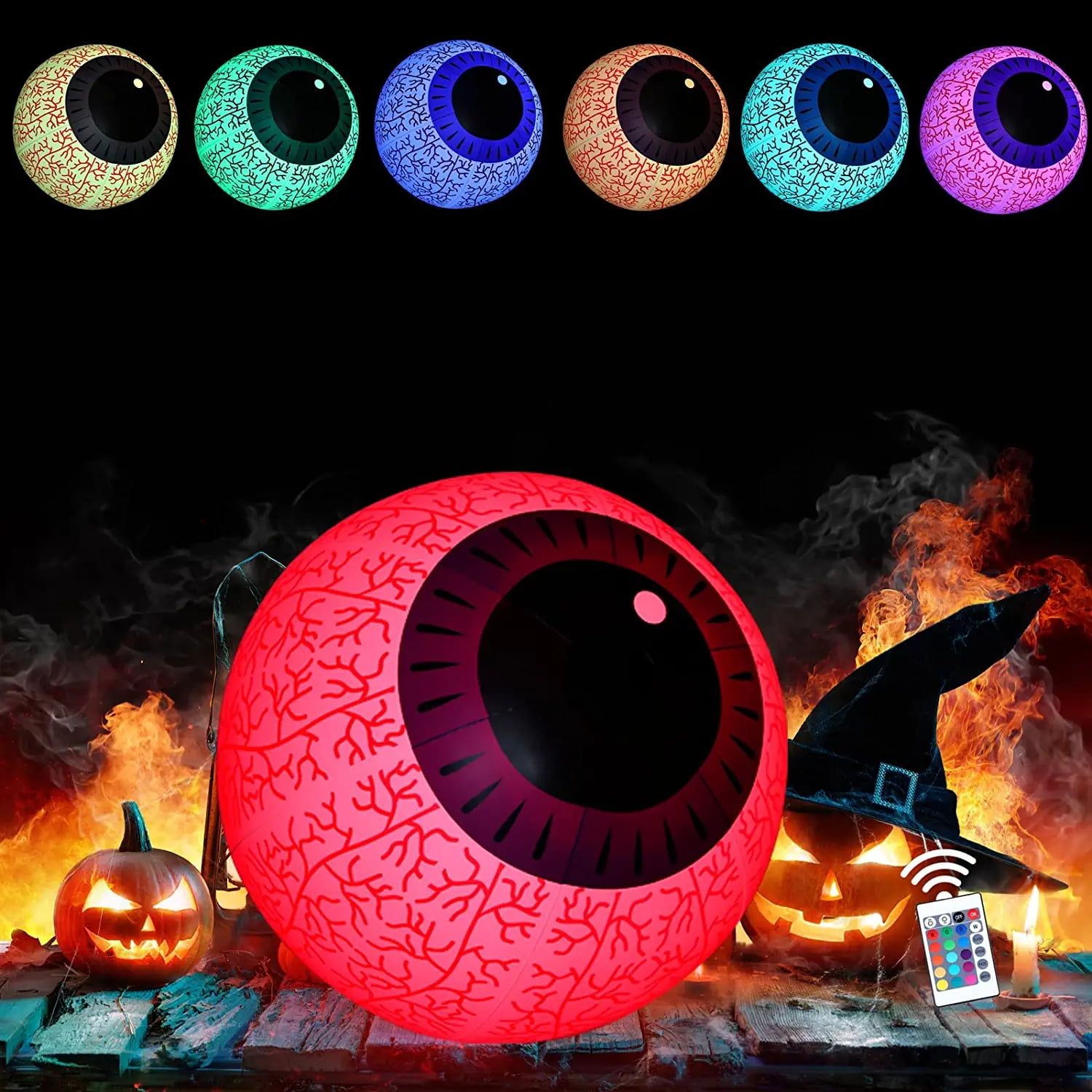 Halloween Inflatable Ghost Eyeball with Builtin Battery Powered Remote
