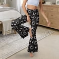 thumbnail image 5 of Xoenoiee High-Waisted Flared Leggings for Girls Tummy Control Women's Flared Slit Yoga Pants Stretch Bell Bottom Pants Slit Front Workout Gym Leggings, S, Moon Sun Star Black, 5 of 7