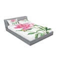 thumbnail image 3 of Watercolor Flower Bedding Set with Sheet & Covers, Vintage Peony Painting Botanical Spring Garden Flower Nature Theme, Printed Bedroom Decor 2 Shams, 4 Sizes, Pink White Green, by Ambesonne, 3 of 3
