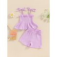 thumbnail image 3 of Suealasg 3Pcs Toddler Baby Girls Clothes Solid Color Bandage Sleeveless Camisole Tops and Elastic Shorts Set 6M 1T 2T 3T Kids Girls Summer Outfits Set, 3 of 8