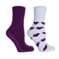 thumbnail image 1 of MinxNY Women's Non-Skid Warm Soft and Fuzzy Lavender Infused Slipper Socks, 2-Pair Pack with Lavender Sachet Gift, "Hearts", Wine, 1 of 2