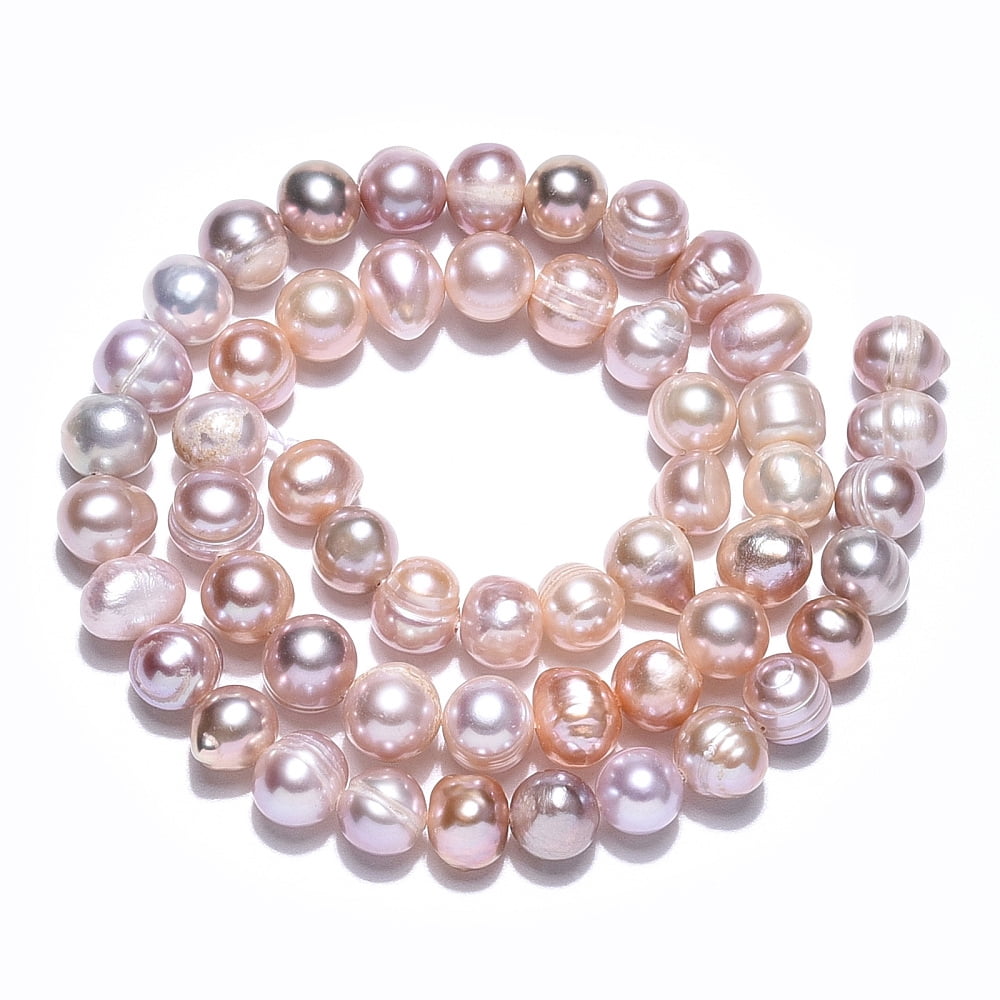 Natural Cultured Freshwater Pearl Beads Strands Potato Plum 6~9x6.5~7.5mm Hole: 0.6mm 52~53pcs/strand 13.58~13.78 inch(34.5~35cm)