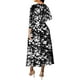 thumbnail image 3 of Vestido largo VisiChenup, sexy, cuello en V, manga larga, negro y blanco, 3 of 3