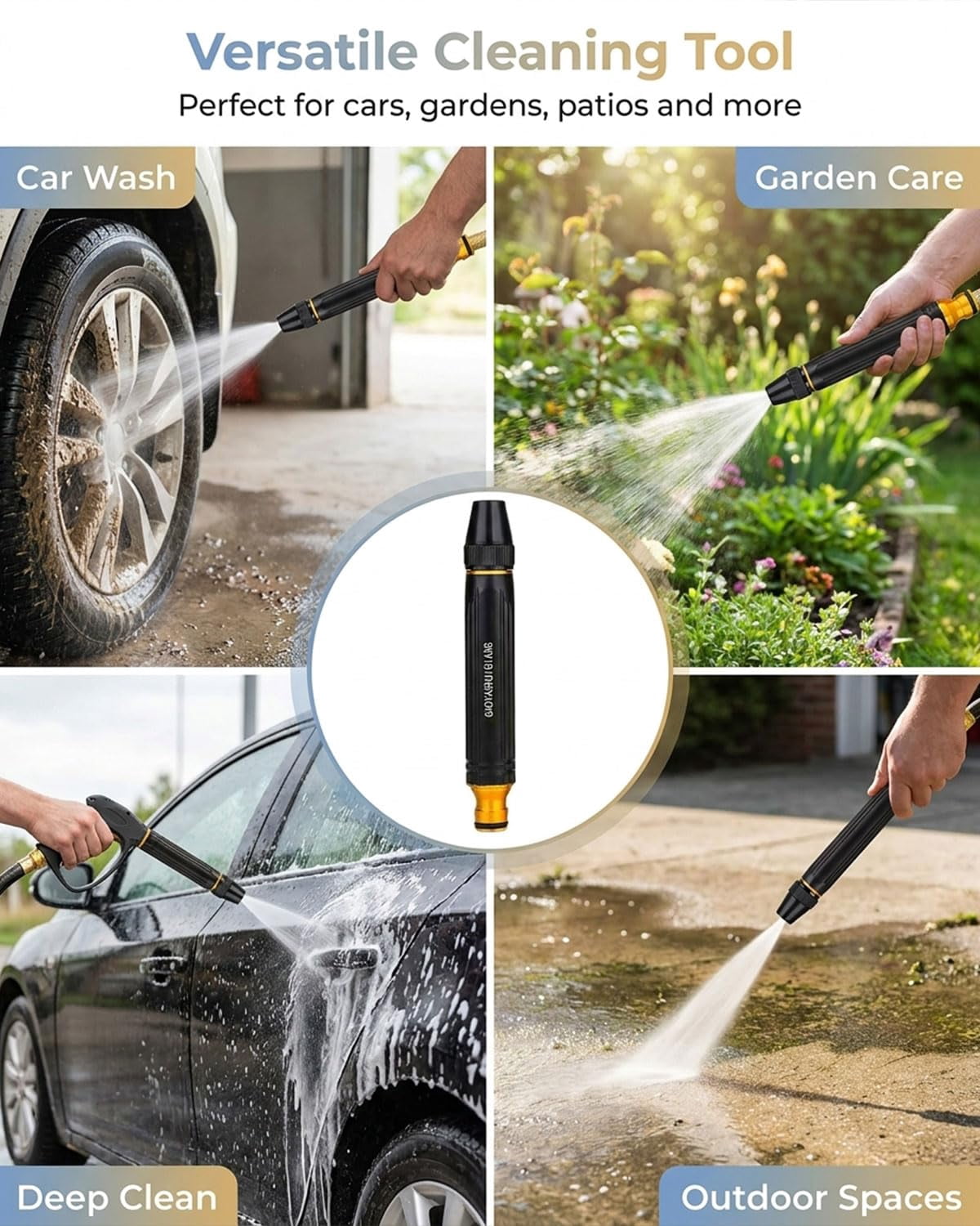 Home High-Pressure Car Wash Water Gun with Booster Nozzle, High-Pressure Home Car Wash Water Gun & Hose Set, for Watering Plants and Vegetables, and Car Washing