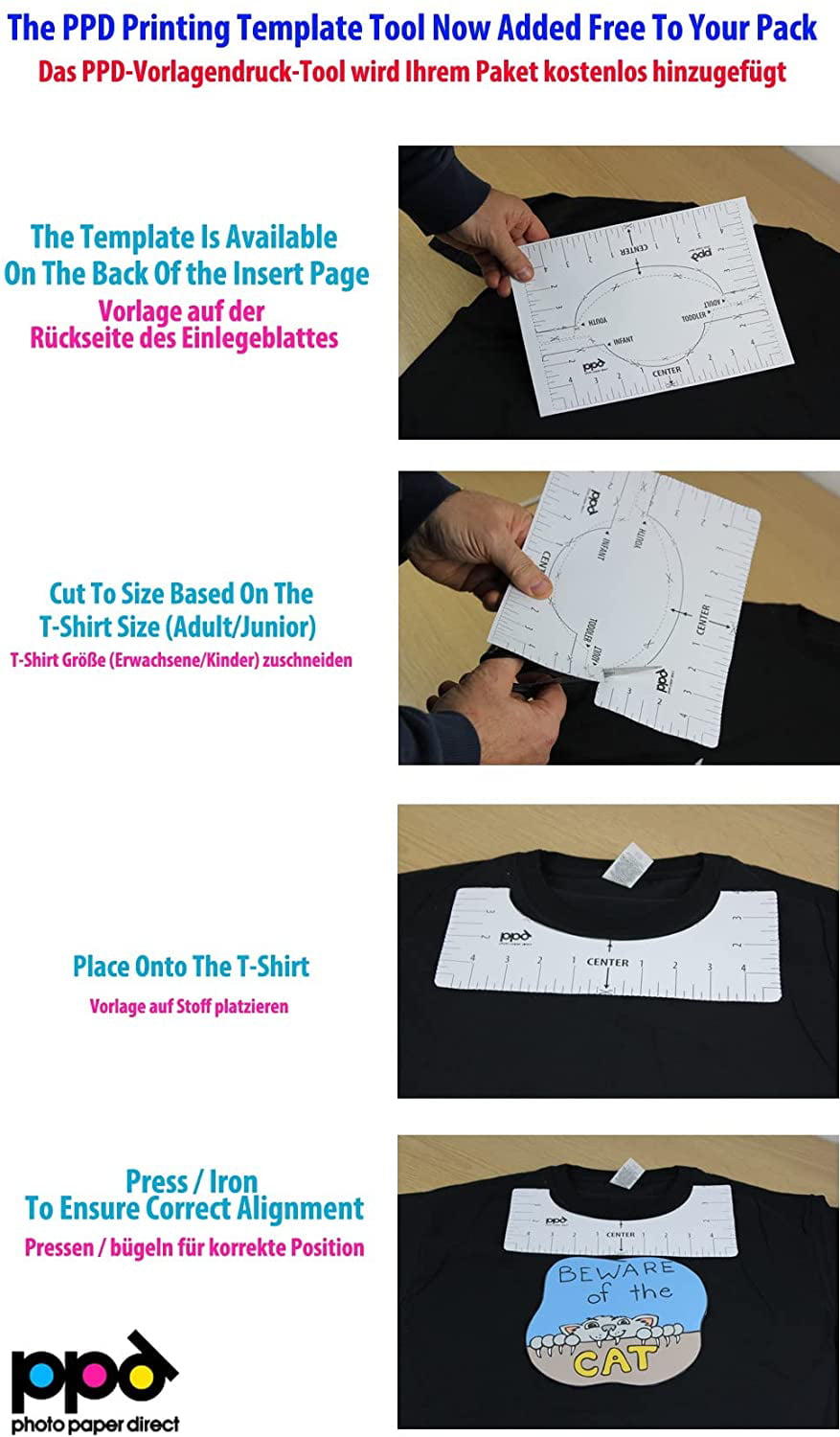 PPD PREMIUM Iron On Dark T Shirt Heat Transfers Paper LTR 8.5x11" 100 Sheets 