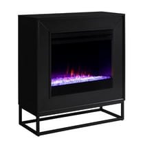Maklaine Engineered Wood Color Changing Electric Fireplace in Black